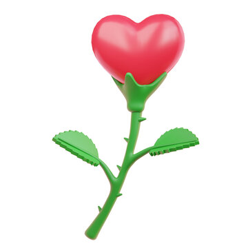heart shaped flower 3d illustration