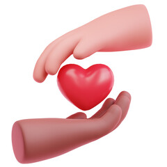 heart in hands 3d illustration