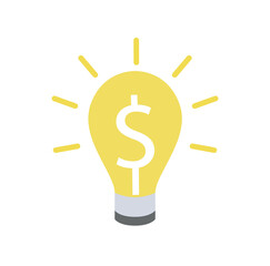 Light bulb icon. Metaphor for successful startup or project. Innovation, idea and insight. Graphic element for website. Passive income, trading and investing. Cartoon flat vector illustration