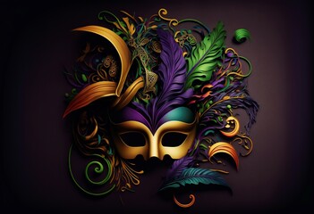 illustration of Mardi Gras festival mask,image generated by AI