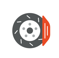 Car brake icon. Safety and protection on road and highway, brake system, vehicle and vehicle tuning and modification. Poster or banner for website. Cartoon flat vector illustration
