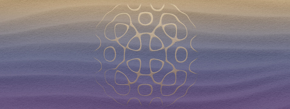 Banner of a cymatic form on a gradient sand background
