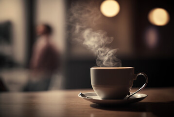 Obraz premium a cup of coffee on a tabletop, coffee, Generative AI