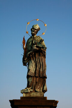 Statue of Saint John the Baptist at  The Charles Bridge, Prague.