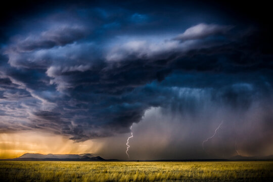 Monsoon storm with a multiple lightning strikes