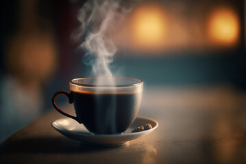 a cup of espresso on a tabletop, espresso, Generative AI