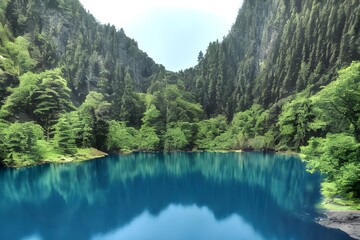 Fototapeta na wymiar 神秘的な湖　with generative ai