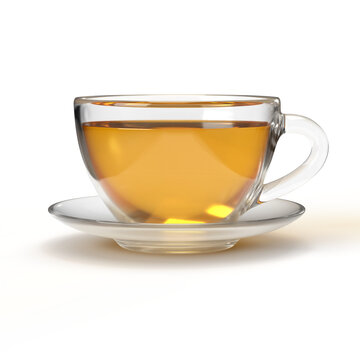 transparent cup tea 3D render