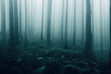 A photo of a foggy forest, showcasing the unique natural beauty and atmosphere of this environment.