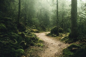 A photo of a hiking trail in the forest, showcasing the natural beauty and tranquility of the area.