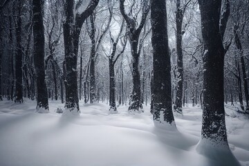 A photo of a snow covered forest, showcasing the natural beauty of the area.
