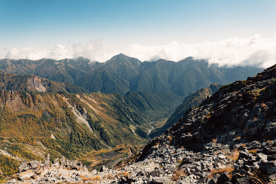 Rocky mountains under blue sky