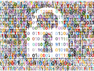 Padlock and Binary Code painted in Colorful Ink