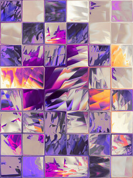 Melted vivid colors of the glassy translucent mirror.