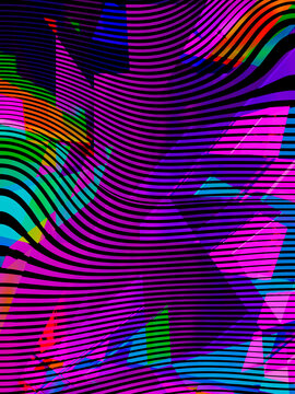 Confusing black and violet lines over the colorful background.