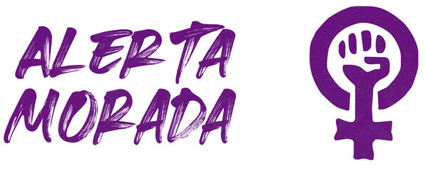 Alerta feminista color morado en formato PNG