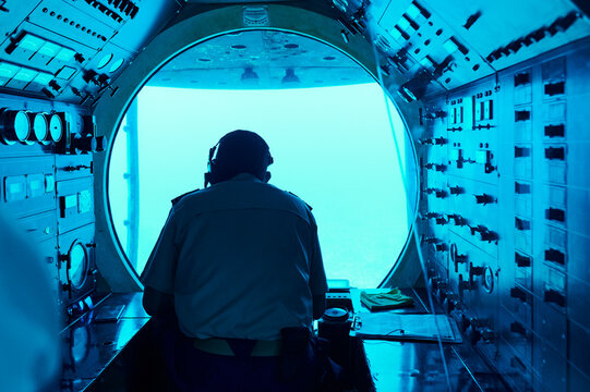 Captain piloting a submarine