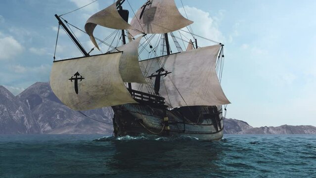 The NAO VICTORIA is the flagship of the MAGELLAN armada. A scientific 3D-reconstruction of a spanish galleon fleet in the beginning of the 16th century. 
sails ahead of a global circumnavigation