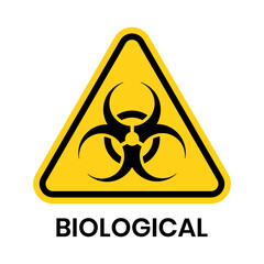 isolated biological hazards symbols on yellow board warning sign for icon, label, logo or package industry etc. flat vector design.