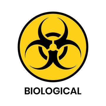 isolated biological hazards symbols on yellow board warning sign for icon, label, logo or package industry etc. flat vector design.