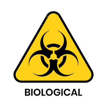 isolated biological hazards symbols on yellow board warning sign for icon, label, logo or package industry etc. flat vector design.