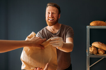Baker serving Customer