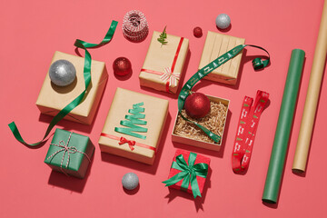 Christmas background with gift boxes