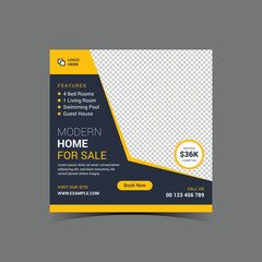 Real estate house sale property social media post, modern Real Estate social media post, easily editable, colorful, and square elegant design template.