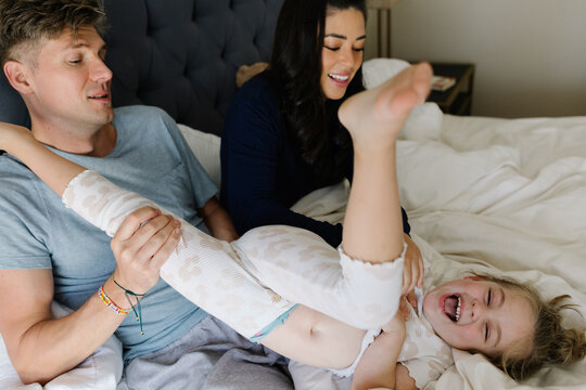Family in the bed