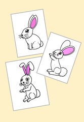 cute rabbit cartoon on color background