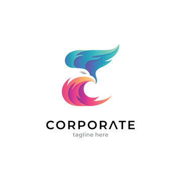 Eagle and letter E creative logo design