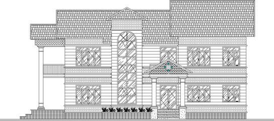 black and white sketch of a house