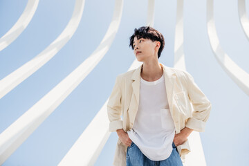 Portrait of  fashion Asian man posing