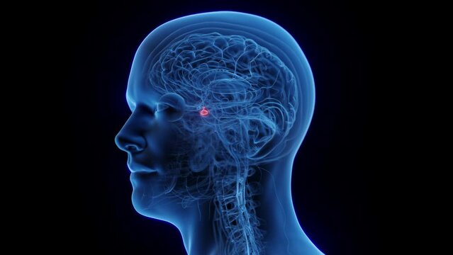 3D rendered medical animation of a man's pituitary gland