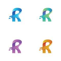 Logo template collection of gradient letters r