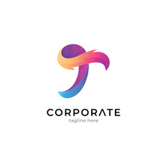 Gradient logo template of letter T and fire