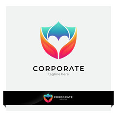 shield logo with heart or love shape