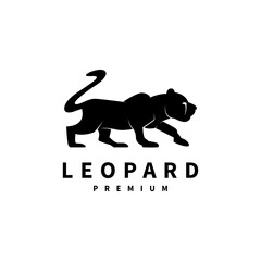 leopard silhouette vector logo design illustration
