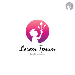 boy silhouette logo holding stars