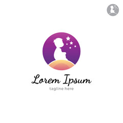 boy silhouette logo sitting under the starlight