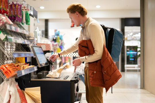 Man At Self-service Supermarket