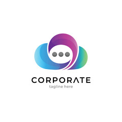 bubble chat and cloud logo