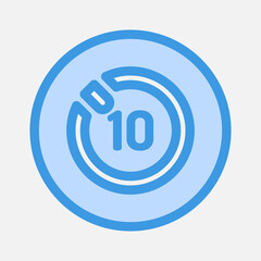 Timer ten second icon in blue style about camera, use for website mobile app presentation