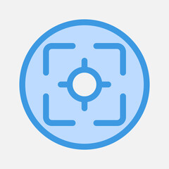 Focus icon in blue style about camera, use for website mobile app presentation