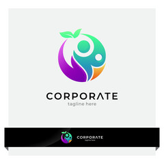 parent and child logo with circle and leaf shape