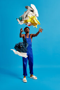 Funny black man with dirty clothes