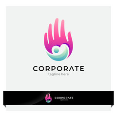hand logo with people shape