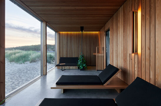 Wooden interior of modern spa