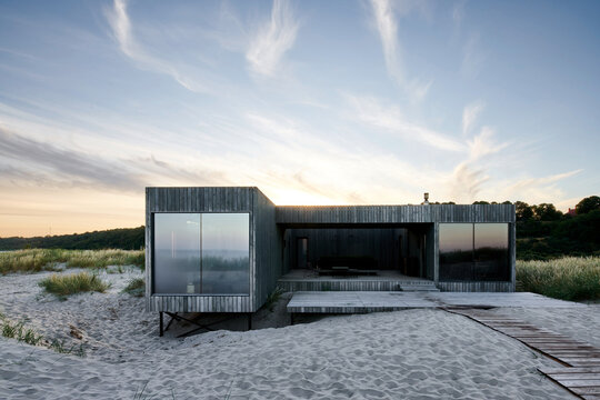 Minimalistic scandinavian  spa on the beach