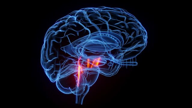 3D rendered medical animation of the cerebral peduncle